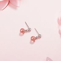 1 Pair Simple Style Round Crystal Copper Drop Earrings main image 3