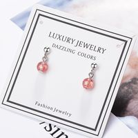 1 Pair Simple Style Round Crystal Copper Drop Earrings main image 4