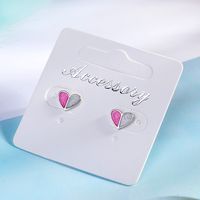1 Pair Simple Style Heart Shape Epoxy Plating Copper Ear Studs main image 1