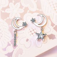 1 Pair Ig Style Star Moon Asymmetrical Hollow Out Inlay Copper Zircon Drop Earrings main image 3