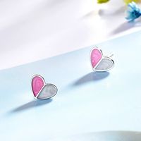 1 Pair Simple Style Heart Shape Epoxy Plating Copper Ear Studs main image 6