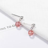 1 Pair Simple Style Round Crystal Copper Drop Earrings main image 1