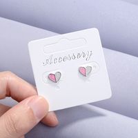 1 Pair Simple Style Heart Shape Epoxy Plating Copper Ear Studs main image 3