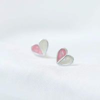 1 Pair Simple Style Heart Shape Epoxy Plating Copper Ear Studs main image 4
