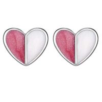1 Pair Simple Style Heart Shape Epoxy Plating Copper Ear Studs main image 5