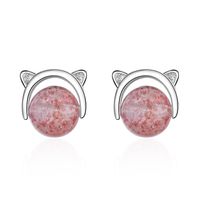 1 Pair Ig Style Cute Cat Crystal Plating Inlay Copper Zircon Ear Studs main image 5