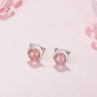 1 Pair Ig Style Cute Cat Crystal Plating Inlay Copper Zircon Ear Studs main image 1