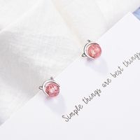 1 Pair Ig Style Cute Cat Crystal Plating Inlay Copper Zircon Ear Studs main image 3