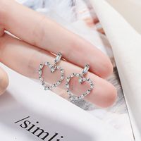 1 Pair Sweet Simple Style Heart Shape Hollow Out Inlay Copper Zircon Drop Earrings main image 4