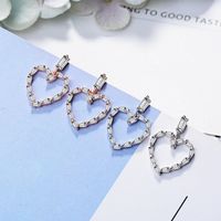 1 Pair Sweet Simple Style Heart Shape Hollow Out Inlay Copper Zircon Drop Earrings main image 1