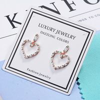 1 Pair Sweet Simple Style Heart Shape Hollow Out Inlay Copper Zircon Drop Earrings main image 3