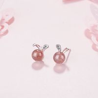1 Pair Cute Sweet Rabbit Inlay Copper Crystal Zircon White Gold Plated Ear Studs main image 3