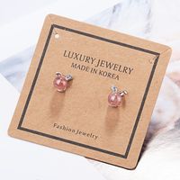 1 Pair Cute Sweet Rabbit Inlay Copper Crystal Zircon White Gold Plated Ear Studs main image 4