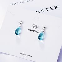 1 Pair Sweet Simple Style Water Droplets Glass Copper White Gold Plated Drop Earrings main image 3
