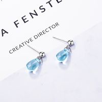 1 Pair Sweet Simple Style Water Droplets Glass Copper White Gold Plated Drop Earrings main image 4