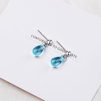 1 Pair Sweet Simple Style Water Droplets Glass Copper White Gold Plated Drop Earrings main image 5