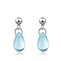 1 Pair Sweet Simple Style Water Droplets Glass Copper White Gold Plated Drop Earrings sku image 1