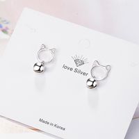 1 Pair Cute Simple Style Cat Plating Hollow Out Copper White Gold Plated Drop Earrings main image 5