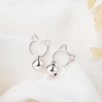 1 Pair Cute Simple Style Cat Plating Hollow Out Copper White Gold Plated Drop Earrings main image 1
