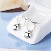 1 Pair Cute Simple Style Cat Plating Hollow Out Copper White Gold Plated Drop Earrings main image 3