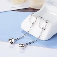 1 Pair Cute Simple Style Cat Tassel Plating Hollow Out Copper White Gold Plated Drop Earrings main image 3