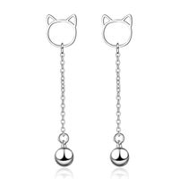 1 Pair Cute Simple Style Cat Tassel Plating Hollow Out Copper White Gold Plated Drop Earrings main image 5