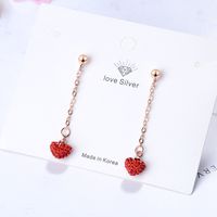 1 Pair Simple Style Heart Shape Plating Inlay Copper Artificial Crystal Drop Earrings main image 1