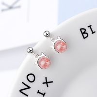 1 Pair Cute Cat Beaded Plating Copper White Gold Plated Drop Earrings main image 4