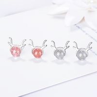 1 Paire Mignon Style Simple Cerf Cristal Le Cuivre Boucles D'oreilles main image 1