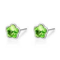 1 Pair Simple Style Flower Plating Inlay Copper Artificial Crystal Ear Studs sku image 1