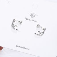 1 Pair Cute Simple Style Cat Copper White Gold Plated Ear Studs main image 3