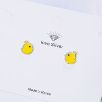 1 Pair Cute Animal Cartoon Drip Glazed Plating Copper White Gold Plated Ear Studs main image 1