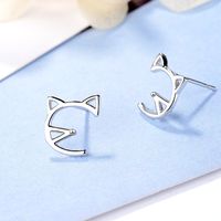 1 Pair Cute Simple Style Cat Copper White Gold Plated Ear Studs main image 1