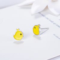 1 Pair Cute Animal Cartoon Drip Glazed Plating Copper White Gold Plated Ear Studs main image 3