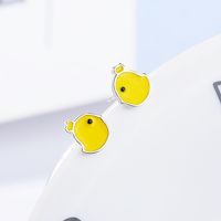 1 Pair Cute Animal Cartoon Drip Glazed Plating Copper White Gold Plated Ear Studs main image 4