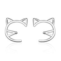 1 Pair Cute Simple Style Cat Copper White Gold Plated Ear Studs sku image 1