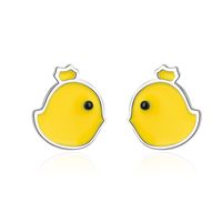 1 Pair Cute Animal Cartoon Drip Glazed Plating Copper White Gold Plated Ear Studs sku image 1