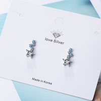 1 Piece Ig Style Shiny Star Plating Inlay Copper Zircon White Gold Plated Ear Studs main image 3