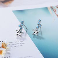 1 Piece Ig Style Shiny Star Plating Inlay Copper Zircon White Gold Plated Ear Studs main image 4