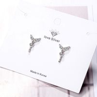 1 Piece IG Style Simple Style Heart Shape Wings Key Inlay Copper Zircon White Gold Plated Drop Earrings main image 3