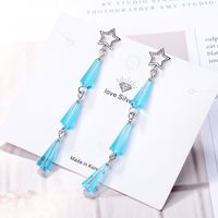 1 Pair Ig Style Star Crystal Tassel Hollow Out Copper White Gold Plated Drop Earrings main image 1