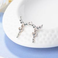 1 Piece IG Style Simple Style Heart Shape Wings Key Inlay Copper Zircon White Gold Plated Drop Earrings main image 1