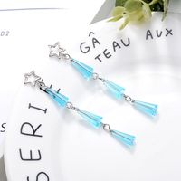 1 Pair Ig Style Star Crystal Tassel Hollow Out Copper White Gold Plated Drop Earrings main image 3