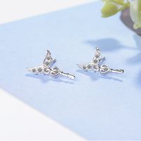 1 Piece IG Style Simple Style Heart Shape Wings Key Inlay Copper Zircon White Gold Plated Drop Earrings main image 4
