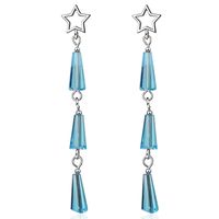 1 Pair Ig Style Star Crystal Tassel Hollow Out Copper White Gold Plated Drop Earrings main image 5