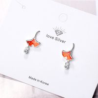 1 Piece Simple Style Ginkgo Leaf Plating Inlay Copper Zircon White Gold Plated Ear Studs main image 3