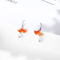 1 Piece Simple Style Ginkgo Leaf Plating Inlay Copper Zircon White Gold Plated Ear Studs main image 5