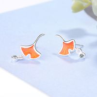 1 Piece Simple Style Ginkgo Leaf Plating Inlay Copper Zircon White Gold Plated Ear Studs main image 1