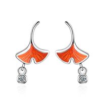 1 Piece Simple Style Ginkgo Leaf Plating Inlay Copper Zircon White Gold Plated Ear Studs main image 4
