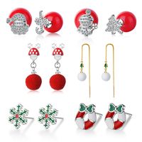 1 Pair Cute Christmas Tree Flower Snowman Epoxy Plating Inlay Copper Zircon Earrings main image 1